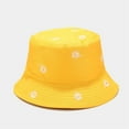 thumbnail image 3 of KALE Bucket Hat Daisy Embroidery Reversible Beach Solid Color Yellow, 3 of 8