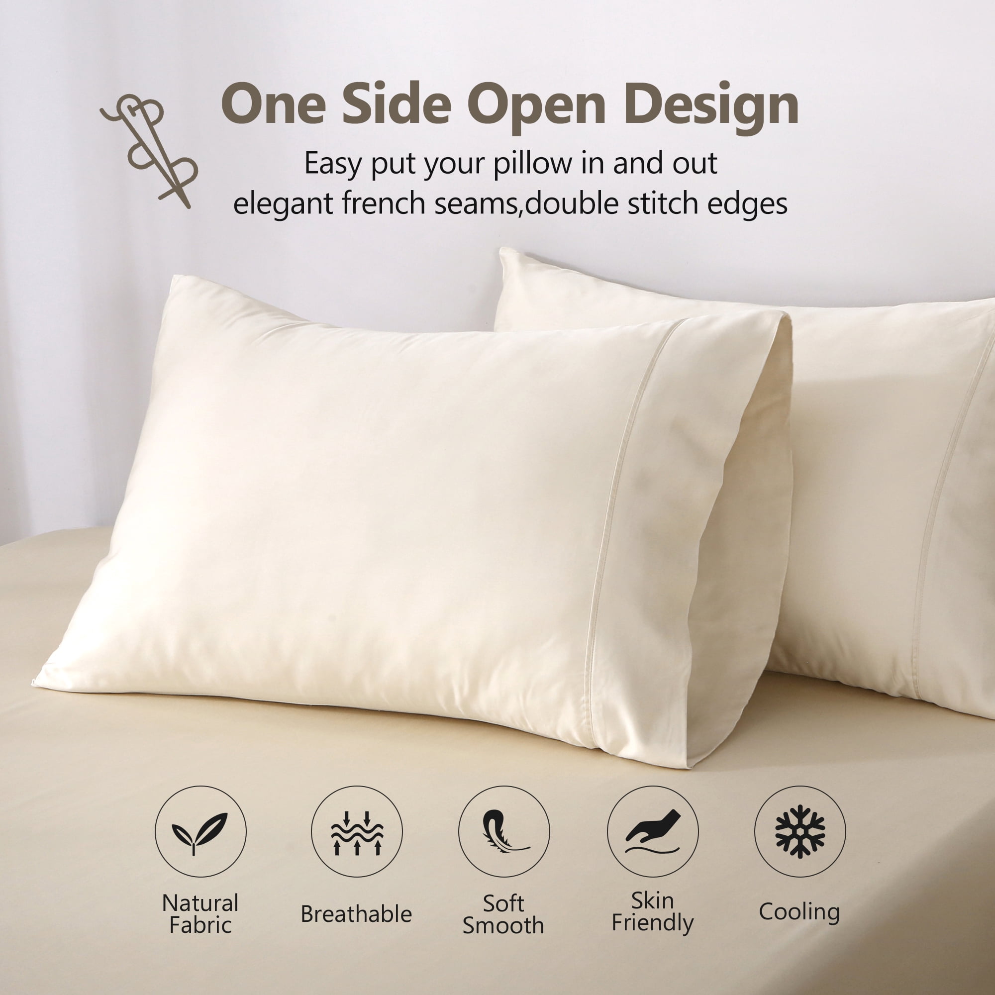 L Linen World 100% Viscose from Bamboo Sheets Set Cal King Size,Bamboo Cooling Bed Sheet 4 Pieces Deep Pocket Sheet,Silky Soft,Breathable(Champagne,Cal King)