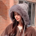 thumbnail image 1 of Gray Scarf ,Hat,& Gloves Ladies Winter Knitted Wool Cap Three Ball Pullover Cap Fleece Warm Ear Protection Hat, 1 of 3