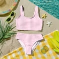 thumbnail image 6 of CCRFTGI Swimsuit for Kids Girls Size 6-7 Two Piece Sets Swimming Bathing Suits Beach Vacation Striped Bikinis Cute Summer Girls Clothes Swimsuits Swimwear Light pink 5-6 Years, 6 of 9