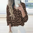 thumbnail image 2 of Birdeem T-Shirt à Manches Longues Lanterne à Imprimé Léopard à Col en V pour Femmes, Blouse Décontractée Populaire, 2 of 4