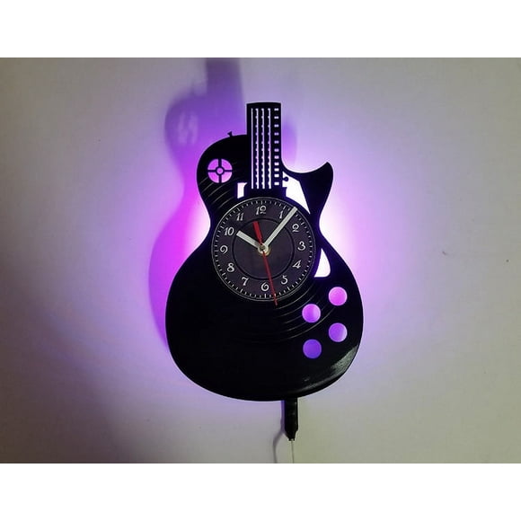 Electric Guitar Shape Watch Large Music Blues Rock Vinyl Record