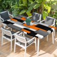thumbnail image 2 of Burnt Orange Black Geometric Table Cloths for 6 Foot Rectangle Tables, Modern Abstract Art Block Patio Waterproof Elastic Fitted Tablecloths, Washable Rectangular Table Cover for Camping, 2 of 8