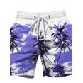 thumbnail image 3 of Pantalones cortos de playa de moda para hombre con diseño de árbol de coco, pantalones cortos hawaianos, bañadores con cordón, ropa de calle para vacaciones y playa, estilo Harajuku, 3 of 5
