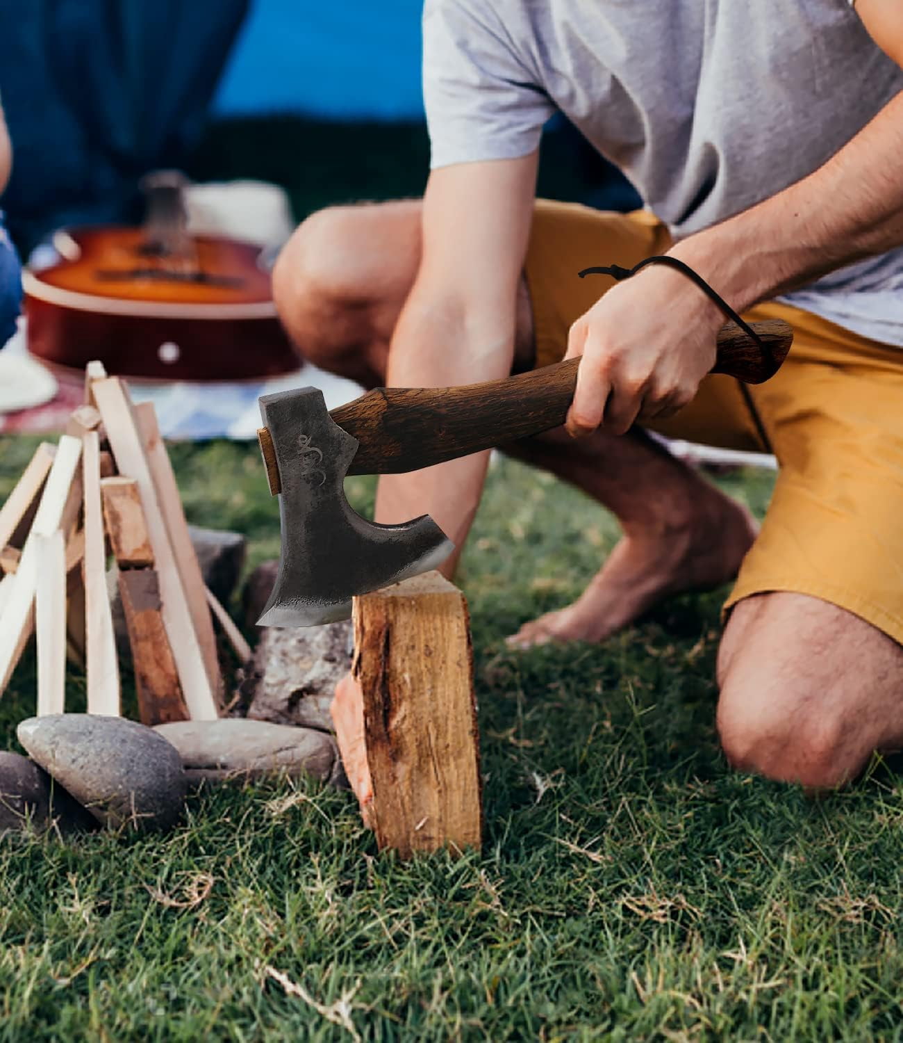 JXE JXO 14.4" The Frostbreaker Camping Hatchet – Forged Steel Bushcraft Axe with Leather Sheath for Wood Splitting, Chopping, and Outdoor Use