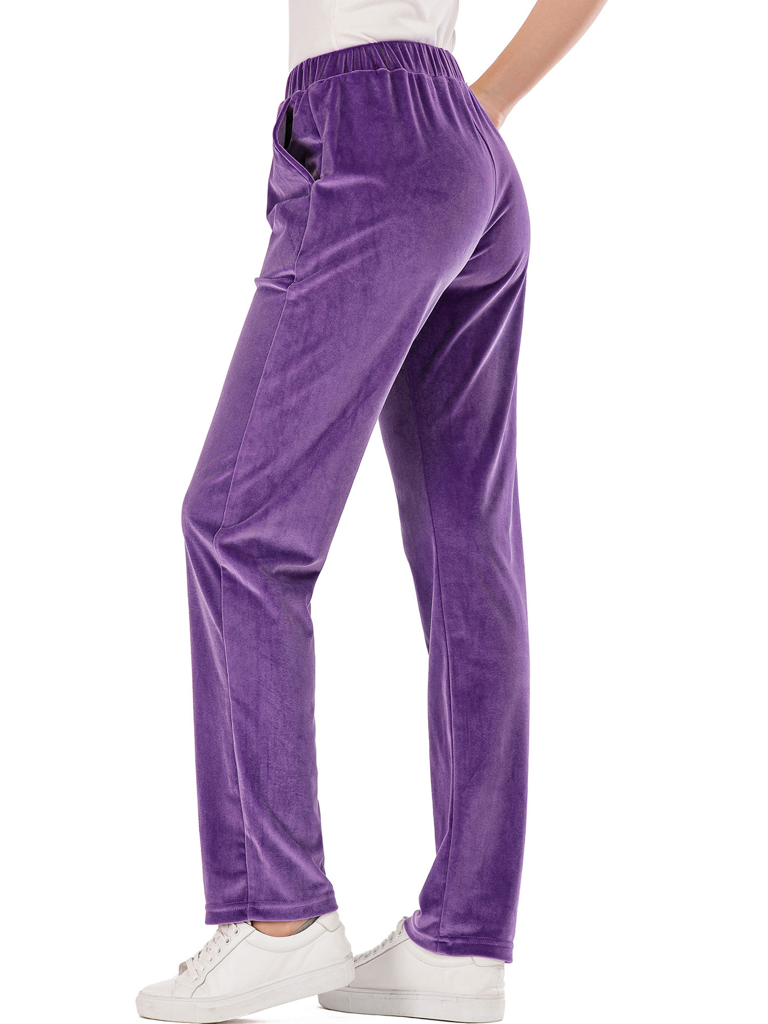 purple velvet trousers womens