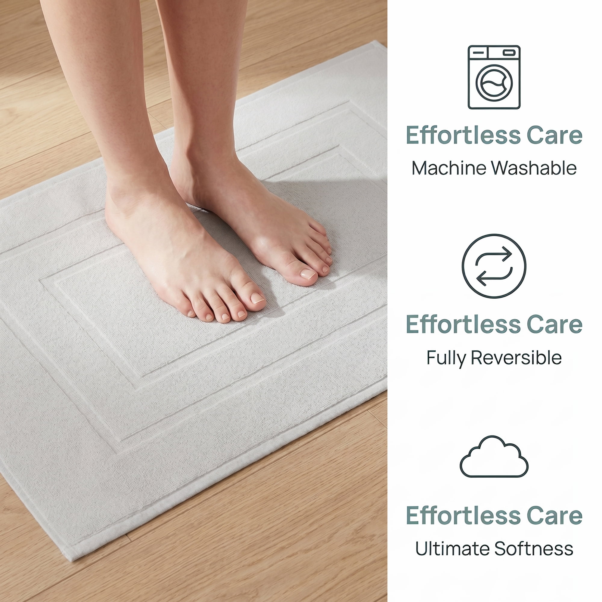Unique Bargains Cotton Ultra Absorbent Quick Dry Washable Towel Bath Mat White