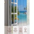 thumbnail image 6 of Sandy Beach Sheer Curtains 2 Panels Set Coconut Trees Sky Windows View Sheer Window Curtains Light Filtering Rod Pocket Voile Drapes for Bedroom Living Room 52"X96", 6 of 9