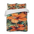thumbnail image 2 of Quilts Full Size, Burnt Orange Floral Soft Comforter Bedding Set for Bed, Tropical Botanical Leaves Floral Lightweight Quilted Bedspread with Pillow Cover(2 Pieces) for All Season, 78x90 Inch, 2 of 6
