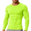 thumbnail image 2 of Fabrcox Muscle Shirts Men Quick Dry Crew Neck Mens Long Sleeve Shirts Slim Fit Breathable Basic Basketball Running Workout Shirts for Men Green XXXL, 2 of 9