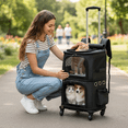 thumbnail image 6 of MINGYI Double-Compartment Pet Carrier with Wheels,Dog Backpack Carrier for 2 Small Dogs and Cats,Cat Rolling Carrier for Traveling/Taking a Walk/Trips to The Vet(Black), 6 of 12