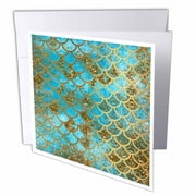 Sparkling Teal Luxury Elegant Mermaid Scales Glitter Effect Art print 12 Greeting Cards with envelopes gc-266934-2