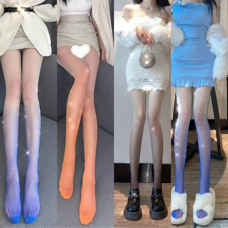 

Opolski 1 Pair Women Stockings Dazzling Fade-Resistant Friendly to Skin Allergy Free Shiny Visual Effect Decorative Acrylic Sparkle-Rhinestone Tights High Waist Stockings for Dating