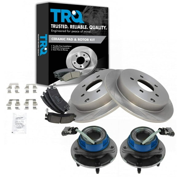 TRQ Rear Wheel Hub Ceramic Brake Pad Rotor Kit Set Fits Select Buick Chevy Olds Pontiac