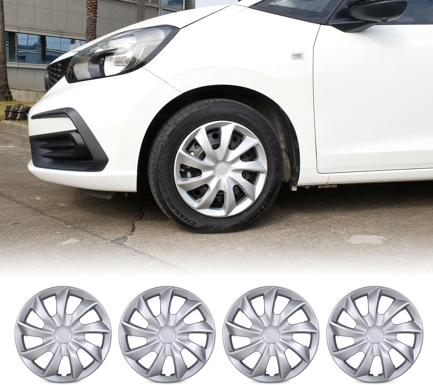Winjet 14" Wheel Covers & Hub Caps ABS Lacquer Silver,4 Pack