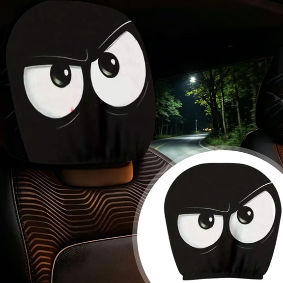 2 Pack Car Headrest Covers, Ghost Face Headrest Covers, Soft Fabric with Funny Cartoon Print, Stretchy Seat Headrest Protector for Auto Interior Decoration, Style A