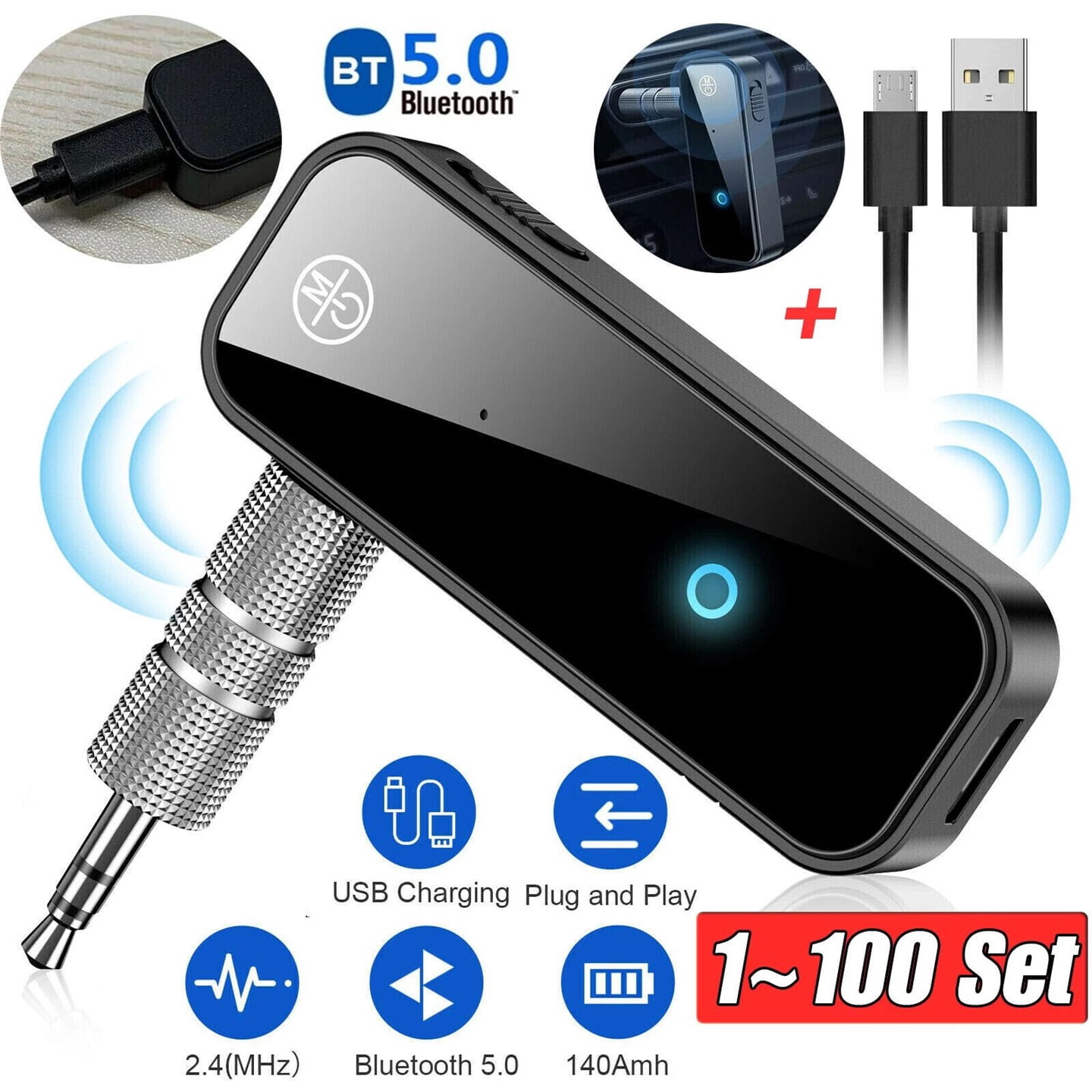 Dongle Bluetooth 5.4 USB Pour PC - Portée 150m, Faible Latence - Plug & Play Windows 11/10/8.1/7