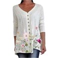 thumbnail image 1 of Blusa de mujer con estampado de manga larga con botones y cuello redondo, parte superior suelta informal Fridja  hj4483, 1 of 5