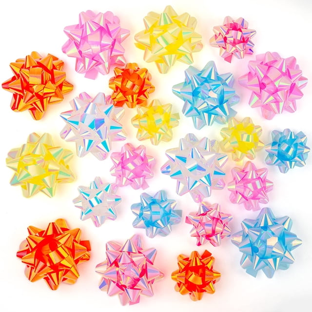 Lazos de regalo Wrapaholic, 24 unidades, holográficos, 7,5 cm a 11,5 cm