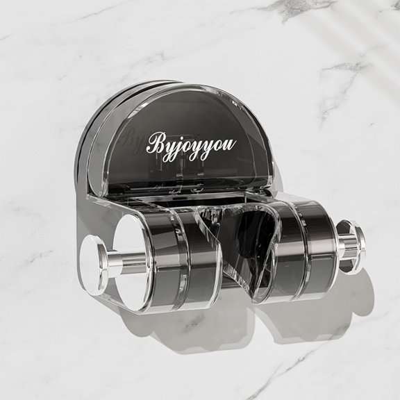 Hovmgk Suction Cup Shower Head Holder, Adjustable Shower Rack for All Shower Heads, Reusable, Water-Resistant, Space-Saving Wall Mount with Electroplated Hook for Bath Accessories