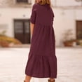 thumbnail image 4 of Women's Long Sleeve Button Shirt Dress Cotton Linen V Neck Loose Fit Casual Shirt Dresses with Pockets, 4 of 9