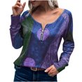 thumbnail image 1 of Pompotops Mode Femmes Décontracté Ample Pull Manches Longues Imprimé Fermeture Éclair Col Rond Tees Tops, 1 of 9