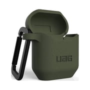 UAG Compatible with Airpods (1st & 2nd Gen) Case Full-Body Protective Soft-Touch Silicone Case with Detachable Carabiner, Standard Issue Silicone_001, Olive