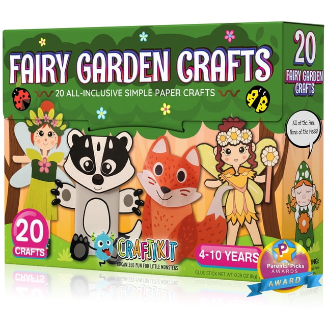 Kit de manualidades Craftikit Fairy Garden para niños de 3 a 8 años, con 20 manualidades