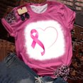 thumbnail image 2 of YDLCAFD T-Shirt Femme Sensibilisation au Cancer T-Shirt Ruban Manches Courtes Col Rond Tunique, 2 of 3
