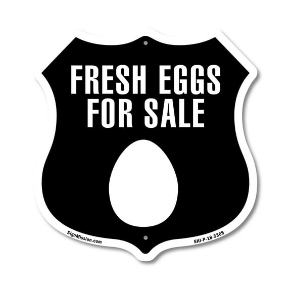 Fresh Eggs For Sale (2 Pack) 12 inch X 12 inch Shield-Shaped Rust-Free Aluminum Metal Signs Weather Resistant Made in the USA