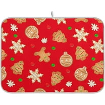 Christmas Gingerbread Dish Drying Mat for Kitchen Counter Red Tree Snowflakes Microfiber Dry Dishes Mats Drainer Mat 16 x 18 in Dish Drying Pad Countertops Mat