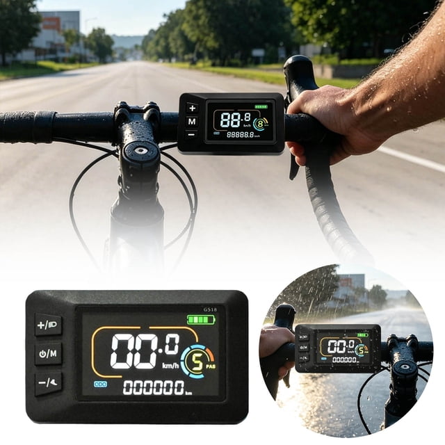 Tong Advanced LCD Display For E Systems With 5 Pin Interface ABS Housing IP65 Handlebar Mount For 22.2mm 24V 60V Wired Connection