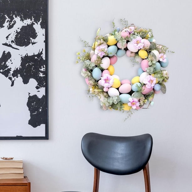 Guirnalda de Pascua artificial de 17.72 pulgadas Telón de fondo para colgar en la pared Accesorios de vacaciones Guirnaldas de flores Soledad Corona colgante de puerta delantera