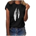 thumbnail image 2 of LSLJS T-Shirt à Imprimé Plume pour Femmes Manches Courtes Col Rond Décontracté, 2 of 6