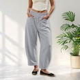 thumbnail image 2 of Barrel Linen Pants Women Baggy High Waisted Wide Leg Trousers Lightweight Summer Y2k Palazzo Harem Pants with Pockets, 2XL, 2 of 5