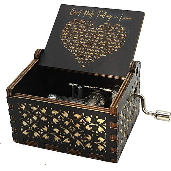 Can't Help Falling In Love Wood Music Box, Antique Engraved Musical Boxes Case For Love One Wooden Music Box - Gifts For Lover, Boyfriend, Girlfriend,