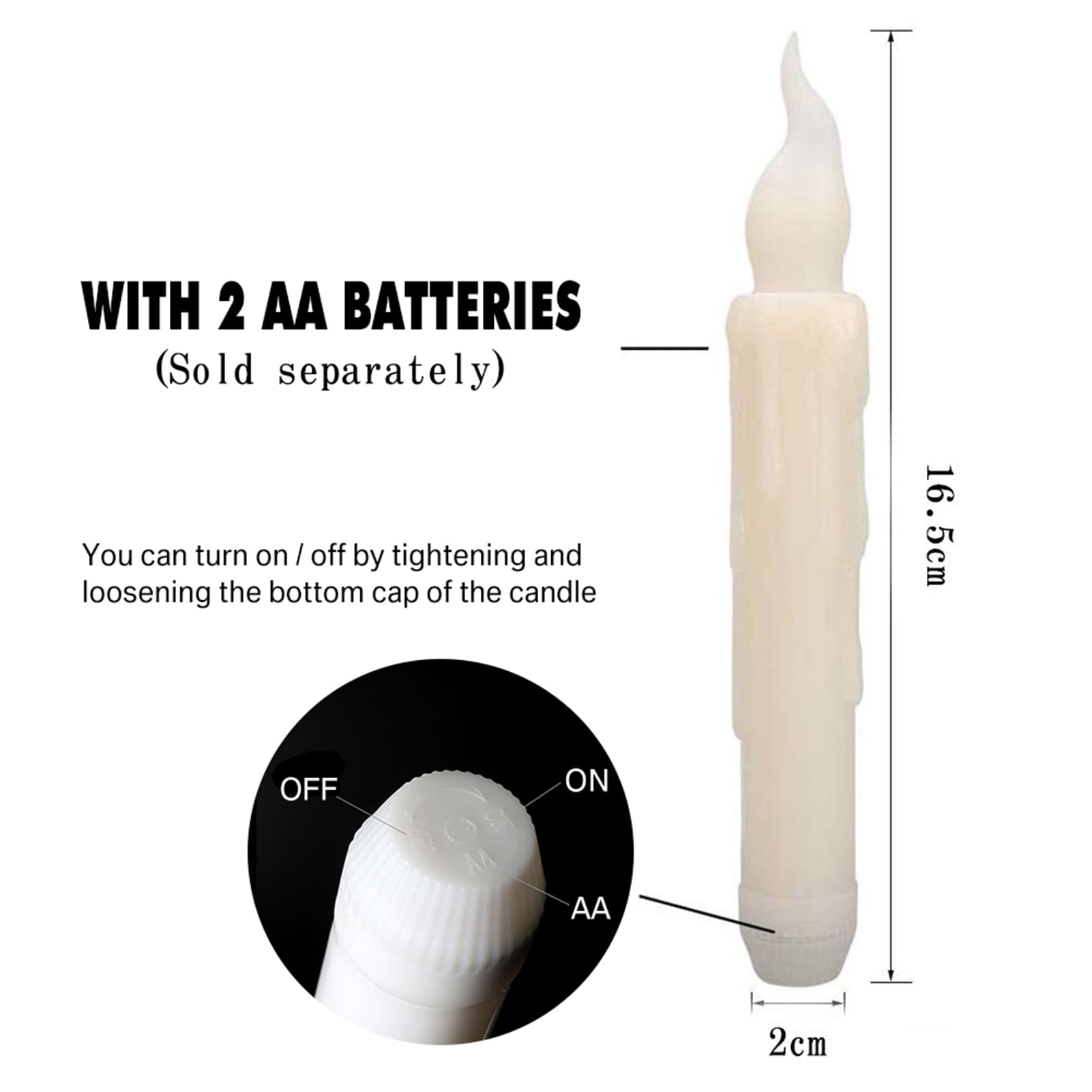 Ivory Flameless Taper Candles 12 Pack, Battery Operated LED Candles, Taper Plastic Candles 3D Wick Lights Dropping Tear with Remote Control with Timer for Home Decor ,Halloween ,Christmas ,Wedding