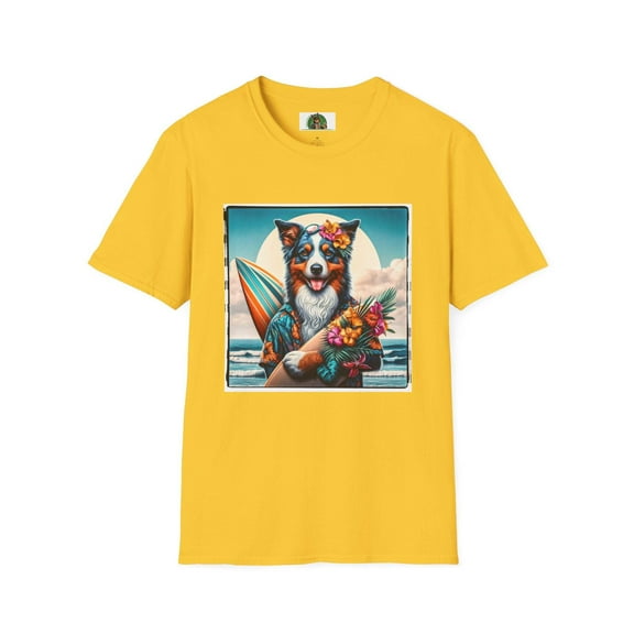 Australian Shepherd Floral Beach Surfer