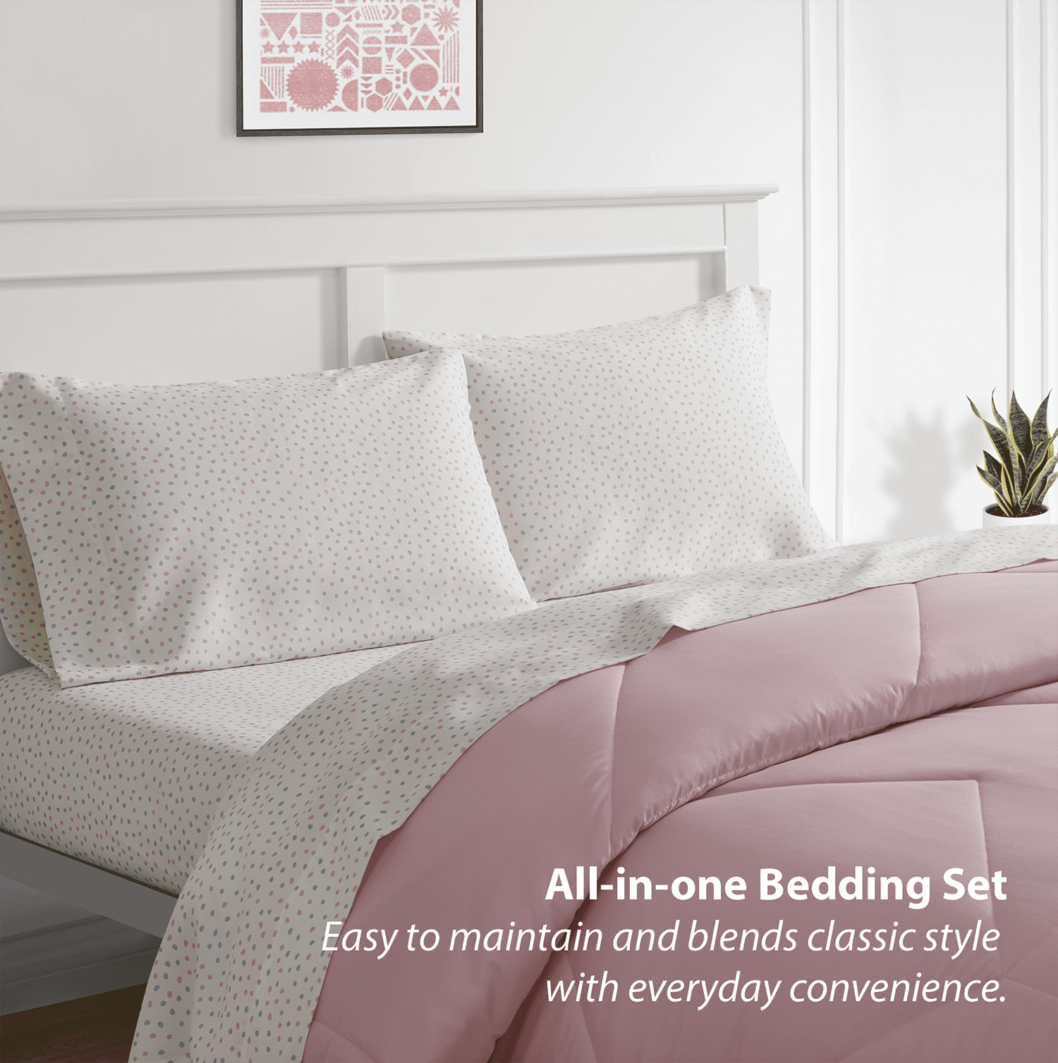 Bco Home 5-Piece Cooling Technology Pink Comforter and Sheet Set, Queen