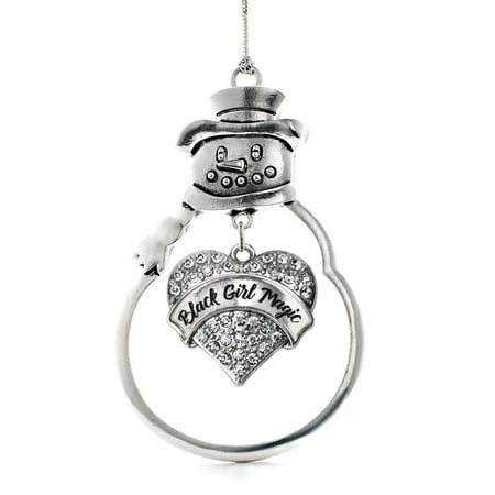 Holiday Magic Ornaments - Black Girl Magic Pave Heart Snowman Holiday Ornament