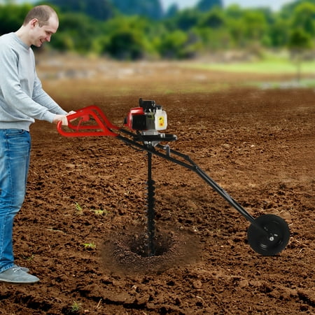 2 Stroke Gas Powered 3HP 63CC Mobile Earth Post Hole Gas Digger with 3-inch Auger