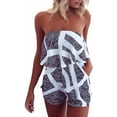 thumbnail image 1 of Women's Strapless Off Shoulder Printed Beachwear Short Rompers Jumpsuits, 1 of 4