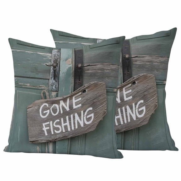 2 Pack Outdoor Waterproof Throw Pillow Covers,Vintage Farmhouse Green Board Decorative Square Patio Pillowcases for Chair Couch Sofa 16x16in