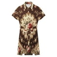thumbnail image 4 of Elegant Rose Floral Print Womens Shirt Dresses Women'S Short Sleeve Dress Turn-Down Collar Dress A Line Casuall Dress Oversize(XS-6XL), 4 of 7