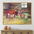 thumbnail image 2 of Designart 'Newborn Twin Calves With Cow At The Farm' Farmhouse Framed Canvas Wall Art Print, 2 of 5