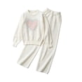 thumbnail image 5 of Oiangi Girls Fall Clothes Outfits Lounge Knit Sets Crewneck Sweater and Pant for Cold Weather White 10-11Years, 5 of 9