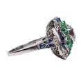 thumbnail image 1 of AYYUFE Women Faux Sapphire Emerald Inlaid Flower Ring Wedding Party Gift, 1 of 5