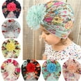 thumbnail image 2 of Hair Wrap Soft Touch Wide Application Polyester Floral Printed Baby Hat Kids Accessories, 2 of 10