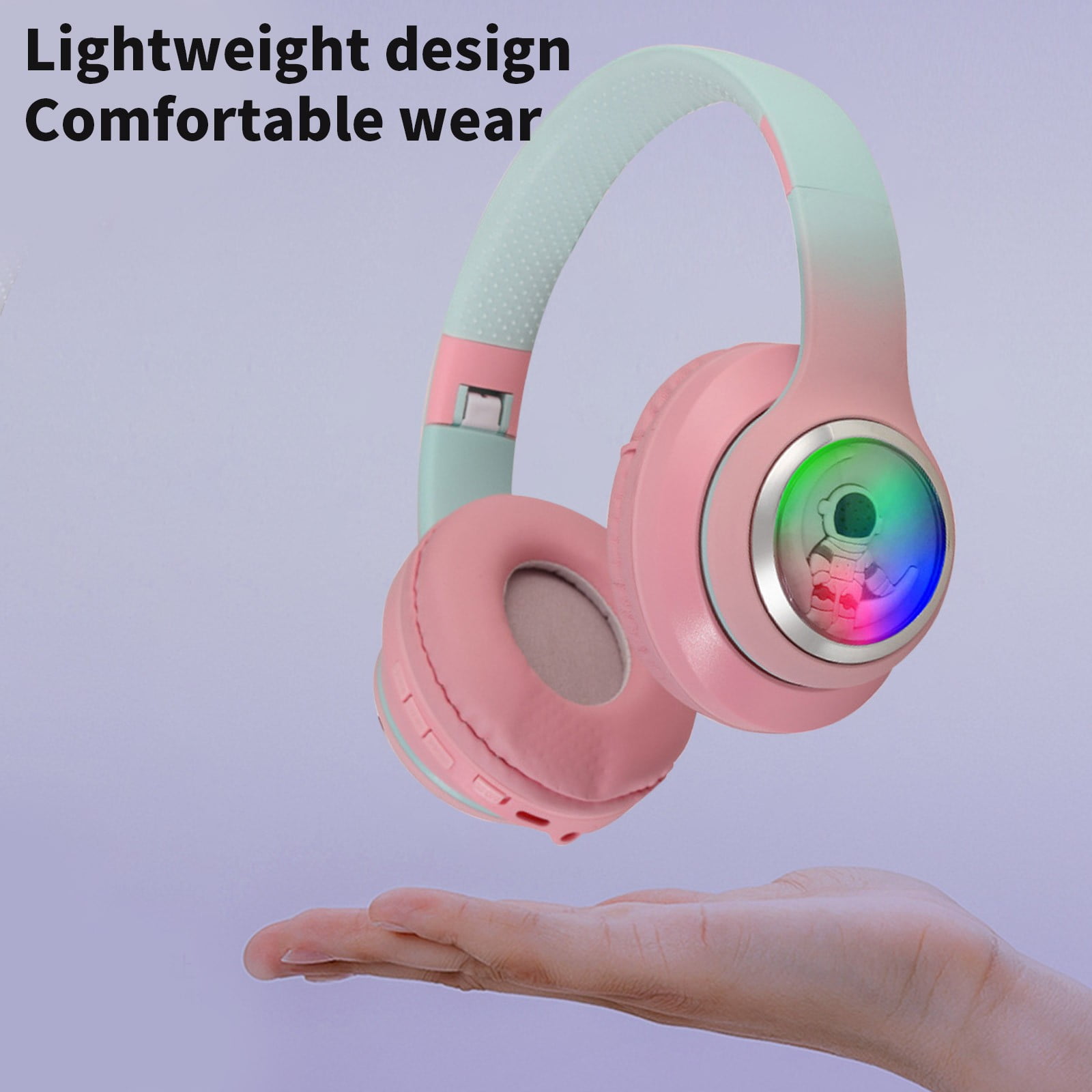 Noise Canceling Wireless Headphones Bluetooth Over The Ear Headset with Microphone and Alexa Built-in - Pink