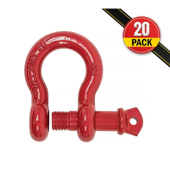 5/8" Anchor Shackle Forged Carbon Steel w/Alloy Screw Pin WLL 3.25 Tons (6,500 lbs) | Double Rust Protection Heavy Duty D Ring Shackle for Towing, Rigging & Vehicle Recovery (20 Pack)